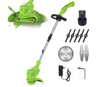 Debroussailleuse Electrique sans Fil, Tondeuse Portable et Pliable avec Poignée Réglable, Design de Tête Réglable à 90°, pour la Coupe de Jardin, Pelouses et Terres Agricoles (1 * Batterie)