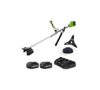 Débroussailleuse et Coupe bordure 40V 2 Batteries Lithium 4.0 Ah + Chargeur Double Lame 3 dents Bobine de fil + Harnais