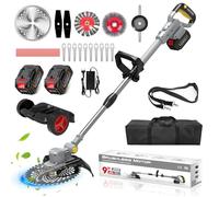 Débroussailleuse sans fil 2025 compatible avec Makita, débroussailleuse avec brosse anti-mauvaises herbes, comprend : moteur sans balais 750 W, 2 batteries 4,0 Ah, 6 types de lames, sac à dos