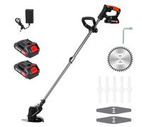 Débroussailleuse sans fil 21 V, légère avec 6 lames, 2 batteries 2 Ah, coupe-herbe électrique rétractable, coupe-herbe pour pelouse et jardin
