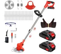 Débroussailleuse sans fil 21V - Coupe bordures avec Capot de protection, 2 batteries et chargeur pour Jardin, Léger et Facile