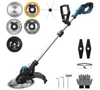 Débroussailleuse sans fil 7 en 1 compatible avec batterie Makita 18 V, 980 W, avec plage de réglage de la longueur de 100 à 140 cm et 7 outils de tonte à gazon, 14800 tr/min pour jardin, pelouse