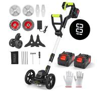Débroussailleuse sans Fil 850W, Coupe-Bordres Électrique avec 2 Batteries 4.0Ah, Moteur sans balais, 5-en-1 avec 3 Lames + Roues