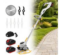 Débroussailleuse sans Fil À Lame Métallique,11000 TR/Min,Facile À Utiliser | Coupe-herbe de jardin avec anneau en acier anti-collision. Poignée rétractable for pelouses et cours(21A)