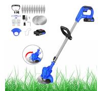 Débroussailleuse sans fil, avec batterie 1,5 Ah et chargeur, tube télescopique de 91,5 à 127,5 cm, tête pivotante réglable, pour tondre la pelouse, le jardin, bleu