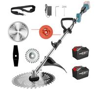 Débroussailleuse sans fil avec batterie pour batterie Makita avec 4 types de lames (2 batteries et chargeur) pour tondeuse à gazon