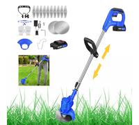 Débroussailleuse sans fil, avec tube télescopique, 91,5 à 127,5 cm, batterie rechargeable de 1500 mAh, pour gazon de jardin et coupe extérieure, bleu