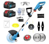 Débroussailleuse sans fil compatible avec batteries Makita avec 4 types de lames différents - Coupe-bordure sans balais avec 2 batteries de 21 V - Débroussailleuse sans fil pour le jardin