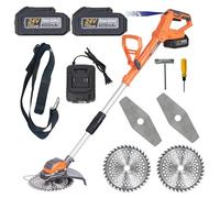 Débroussailleuse sans fil en métal 24 V sans balais pour débroussailleuse puissante sans fil avec batteries 2 x 4,0 Ah et 2 types de lames pour pelouse et terres agricoles