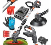 Débroussailleuse sans Fil MASKO® avec Batterie Li-ION 20 V, Batterie 2,0 Ah et Chargeur, Largeur de Coupe 260 mm, Angle de Coupe 180°, Manche télescopique et poignée supplémentaire + Accessoires