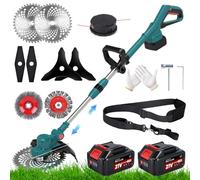 Débroussailleuse sans fil pour batteries Makita, 21 V avec batterie, 6 types de lames et 2 batteries de 4,0 Ah, débroussailleuse sans balais 6 en 1, avec brosse anti-mauvaises herbes, moteur sans