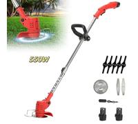 Débroussailleuse sans fil Tondeuse à gazon 550W 2 batteries 18000 tr/min perche télescopique 90-120cm pour jardin et cour