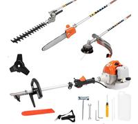 Débroussailleuse Thermique 4 en 1 52cc avec Tondeuse, Tronçonneuse, Taille-Haie e Coupe Bordures pour Le Jardinage