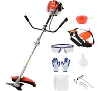 Débroussailleuse Thermique 52 CC 2 Temps 2,2 KW, Coupe-Bordure Essence avec Lame 3 Dents et Tête à Fil, Rotofil Thermique 8500 TR/Min pour Jardin, Ferme, Verger et Pelouse