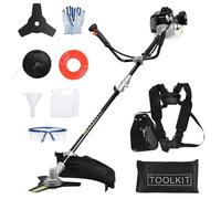 Debroussailleuse Thermique 52cc, Coupe Bordure Essence 2 Temps, rotofil Thermique Puissant 7000 TR Min, Outil Jardin sans Fil avec Tete Fil Lame Harnais Lunettes Gants pour pelouse Herbe Haute (Noir)