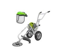 Débroussailleuse Thermique 52cm³ à Roues Lame Ø 255 mm + Casque de sécurité Grillagé