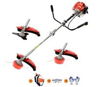 Débroussailleuse Thermique de 52CC, 2-Temps Debroussailleuse, Debroussailleuse Thermique, Puissant Puissant Plein Fonctionnel Garde Accessoires à Dos Coupe-Herbe (Rouge)