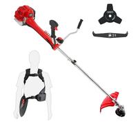 Débroussailleuse thermique professionnelle 62 cm³ - 2 tps - 2en1 - Coupe-bordure - Tête double fil - 2 lames - Anti-vibration