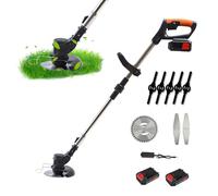 Débroussailleuses Electrique sans Fil,Coupe Bordures sans Fil 2x21V 7500mah Batterie et Chargeur Rapide&3 Types Lames,Diamètre Coupe 15cm,pour Tondre Les Pelouses du Jardin Pelouse Ferme (2 Batteries)