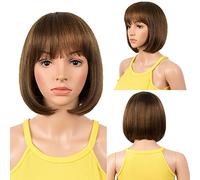 DÉBUT Perruque de cheveux humains brésiliens vierges Remy avec frange pour femme, coupe Pixie, densité de 150 %, cheveux brésiliens vierges Remy (20,3 cm, P4/30)