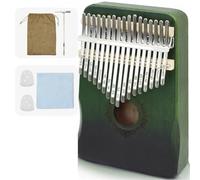 Débutants Kalimba Kalimba piano à pouce 17 touches combinaison de doigts instrument en bois mélomane portable(Flower Green)