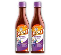 DECA EXPERTS Emulsion de Scott Aceite de Hígado de bacalao sabor Frutas Tropicales Pack de 2 de 6 fl oz - 180 ml - avec vitamine A y Calcio, suplemento dietético para niños, despensa Colombiana