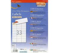 DECADRY Boite de 3300 etiquettes blanches multi-usage 70 x 25 mm