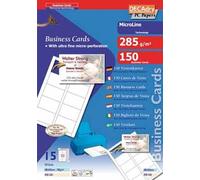 Decadry Cartes De Visite Microline Ft 85 X 54 Mm, 285 G/M², 150 Cartes