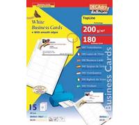 Decadry Cartes De Visite Topline 180 Cartes (12 Cartes Ft 85 X 45 Mm Par A4), Coins Droits