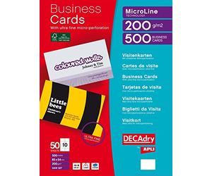 Decadry DAW327 Pochette de 500 cartes de visite 54x85 mm 200 g Blanc