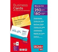 DECAdry OCB3260 lot de 180 cartes de visite blanches MicroLine - 250g
