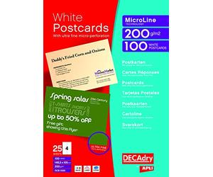 DECAdry OCB3325 Cartes postales microperforées 200 g/m² 4/feuille A4 148,5 x 105 mm Lot de 100 cartes (Import Royaume Uni)