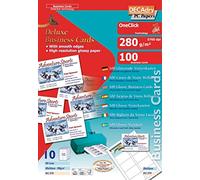Decadry Oneclick Occ3729 - Cartes De Visite Glacées - Blanc - 85 X 54 Mm - 280 G/M² - 100 Carte(S) ( 10 Feuille(S) X 10 )