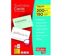 Decadry – Cartes de visite Topline – 150 cartes 85 x 54 mm, 10 par A4, coins droits