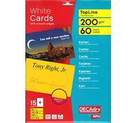 Decadry OCC4939 Pochette de 60 cartes de visite format 128x82mm 200g Blanc coins carré