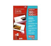 DECAdry OneClick OCC3729 - Brillant - blanc - 85 x 54 mm - 280 g/m² - 100 carte(s) (10 feuille(s) x 10) cartes de visite Blanc