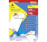 DECADRY Pochette 180 cartes de visite blanches TopLine 200g 85 x 45 mm