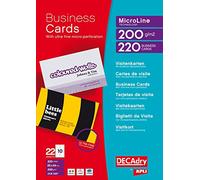 Decadry - Pochette Cartes de Visite Microline - 220 Cartes - Format DECAdry - Micro-perforation - Rigides - 85 x 54mm - 200g