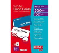 DECAdry Ref OCB3713-3 , pack of 1 ( 132 marque-places ) plier 200g/m? 6 par feuille A4 dimensions plies 85 x 46 mm