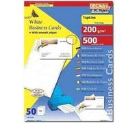 DECAdry TopLine DCC342 - Micro-perforé - blanc - 85 x 54 mm - 200 g/m² - 500 carte(s) (50 feuille(s) x 10) micro-cartes de visite G