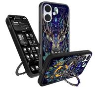 Decahouy Coque pour iPhone 17 de 6,1" avec anneau magnétique rotatif à 360°, béquille anti-choc, protection d'appareil photo, compatible avec support de téléphone de voiture MagSafe, cerf mystique et