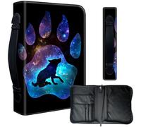 Decahouy Étui de protection pour bibles de 24,1 x 17 cm - Cuir PU imperméable avec fermeture éclair, poignée et porte-stylo - Cadeau chrétien pour homme et femme - Motif pattes de loup et de loup
