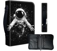 Decahouy Étui de protection pour bibles de 24,1 x 17 cm - Cuir PU imperméable avec fermeture éclair, poignée et porte-stylo - Cadeau chrétien pour homme et femme, astronaute et ciel étoilé