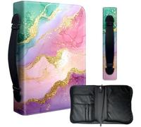 Decahouy Étui de protection pour bibles de 24,1 x 17 cm - Cuir synthétique imperméable avec fermeture éclair, poignée et porte-stylo - Cadeau chrétien pour homme et femme - Aquarelle rose et violette