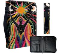 Decahouy Étui pour bibles de 24,1 x 17 cm - Cuir PU imperméable avec fermeture éclair, poignée et porte-stylo - Cadeau chrétien pour homme et femme, cheveux colorés arc-en-ciel