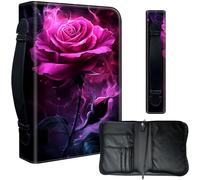 Decahouy Housse de bible pour bibles de 24,1 x 17 cm - Cuir PU imperméable avec fermeture éclair, poignée et porte-stylo - Cadeau chrétien pour homme et femme, rose avec tourbillon fumé