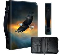 Decahouy Housse de bible pour bibles de 24,1 x 17 cm - Cuir PU imperméable avec fermeture éclair, poignée et porte-stylo - Cadeau chrétien pour homme et femme, aigle à tête blanche