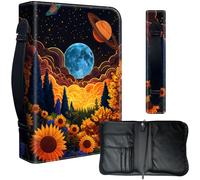 Decahouy Housse de bible pour bibles de 24,1 x 17 cm - Cuir PU imperméable avec fermeture éclair, poignée et porte-stylo - Cadeau chrétien pour homme et femme, tournesol, forêt et planètes