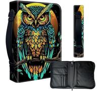 Decahouy Housse de bible pour bibles de 24,1 x 17 cm - Cuir PU imperméable avec fermeture éclair, poignée et porte-stylo - Cadeau chrétien pour homme et femme, hibou vif