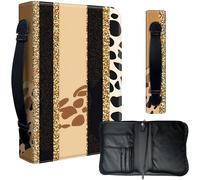 Decahouy Housse de bible pour bibles de 24,1 x 17 cm - Cuir PU imperméable avec fermeture éclair, poignée et porte-stylo - Cadeau chrétien pour homme et femme, motif vache avec feuille d'or